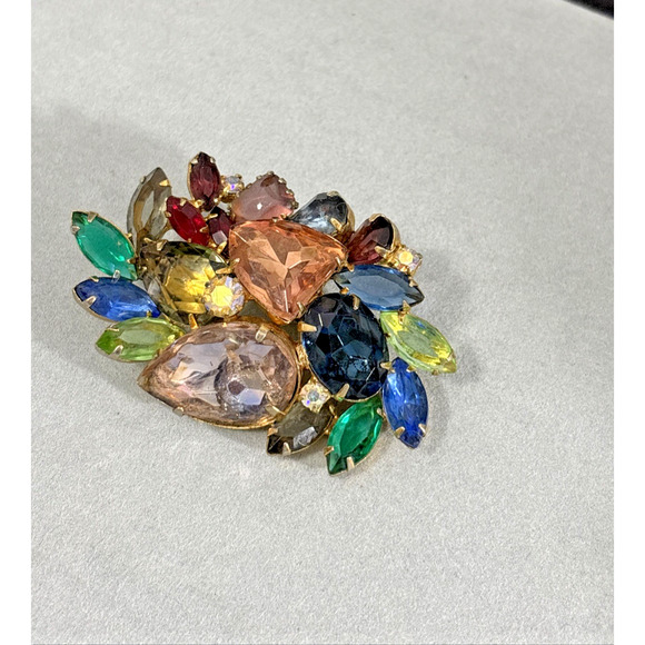 40s Designer Multi-Color 3" Brooch/Pin Sparkly Vibrant Colorful - Picture 13 of 13